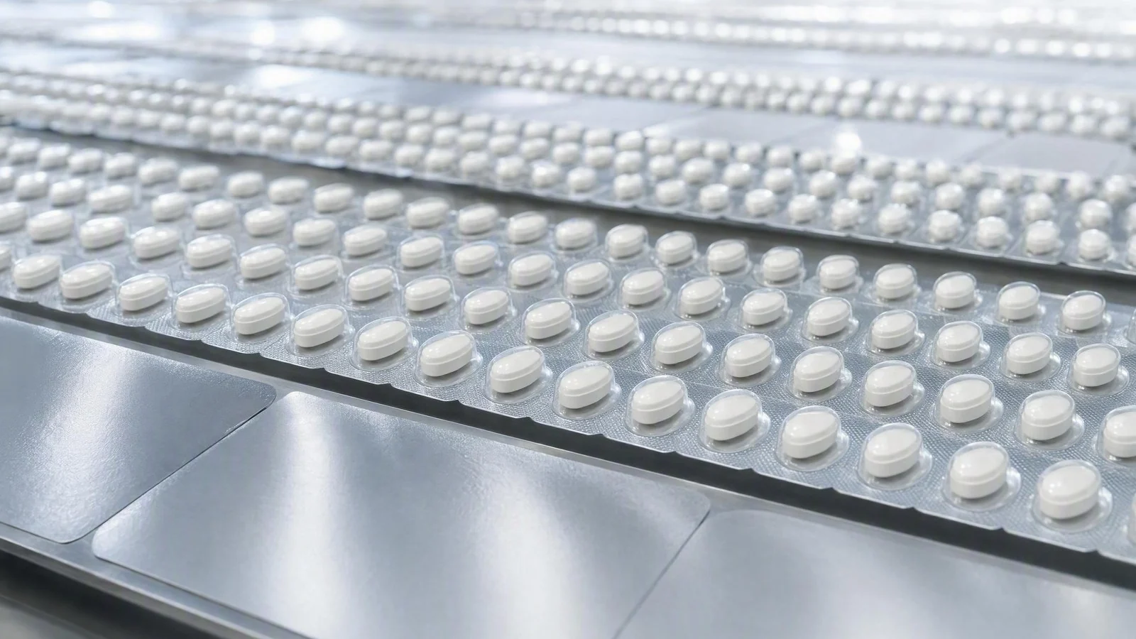 Pharmaceutical blister packaging line under inline inspection